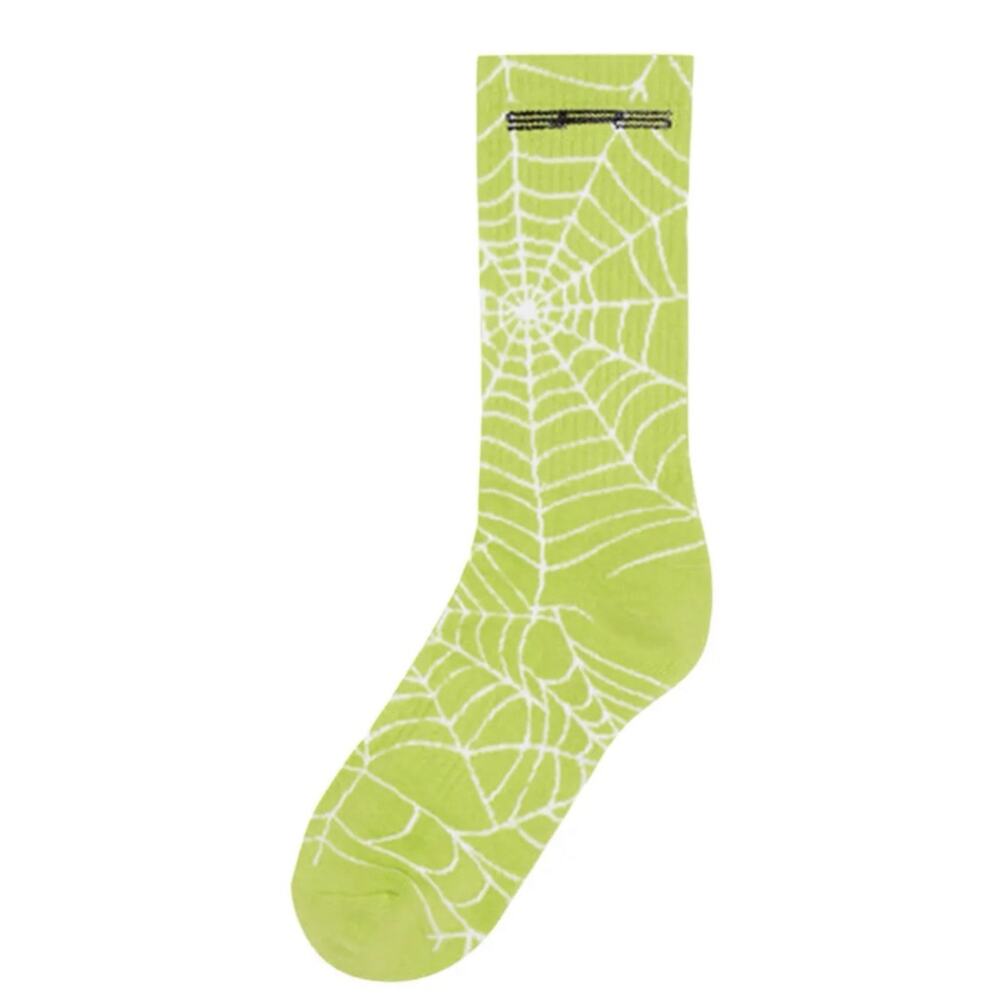 New Sp5der Spider Web Sock Lime Green Size 6-9 Adult